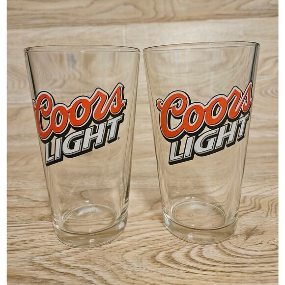 Lot of 2 Coors Light Beer Bar Pub Pounder Glasses 16 oz Pint 5 7/8" Tall - Picture 1 of 4